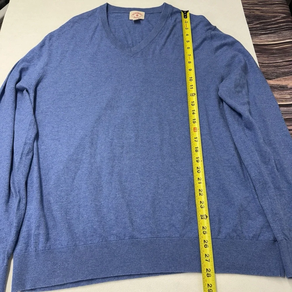 Brooks Brothers Red Fleece V Neck Mens XL Cotton Cashmere‎ Blue Pullover